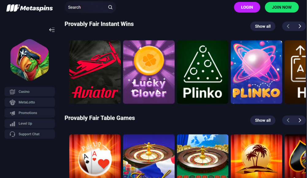 Metaspins Instant Win Games